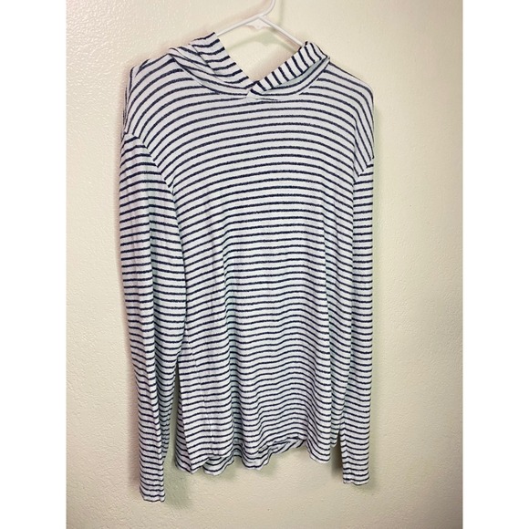 Velvet by Graham & Spencer Other - Velvet by Graham & Spencer Mens Medium Striped Hoodie White Navy Cotton USA